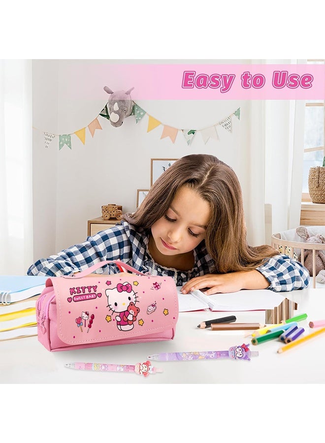Hello Kitty Sanrio Hello Kitty Pencil Case, Pink Pencil Case for Girls, Large Capacity with Compartments for Students, Kids for School & Office Supplies, Back to School & Birthday Gift for Kids - Image 5